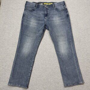 Lee Performance Mens Blue Denim Jeans Extreme Motion Straight Tapered Leg 40X30